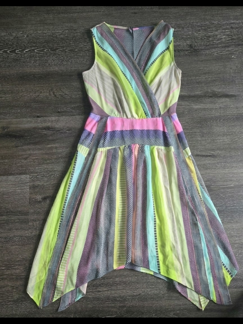Vintage Calvin Klein Strapless Bodycon Dress Multicolor Striped Size 6 Y2K